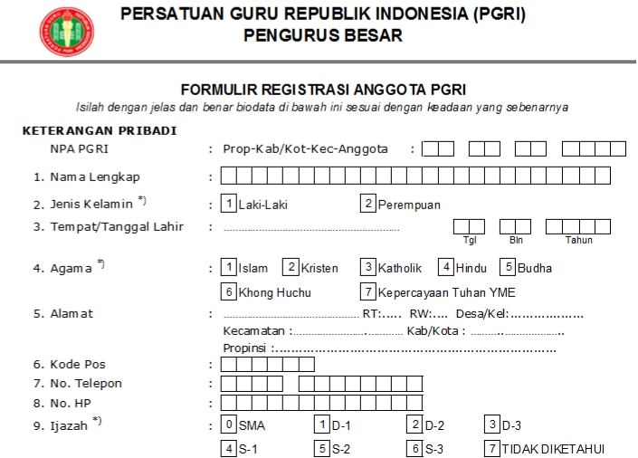 Pendaftaran PGRI Nduga - Persatuan Guru Republik Indonesia Cabang Nduga